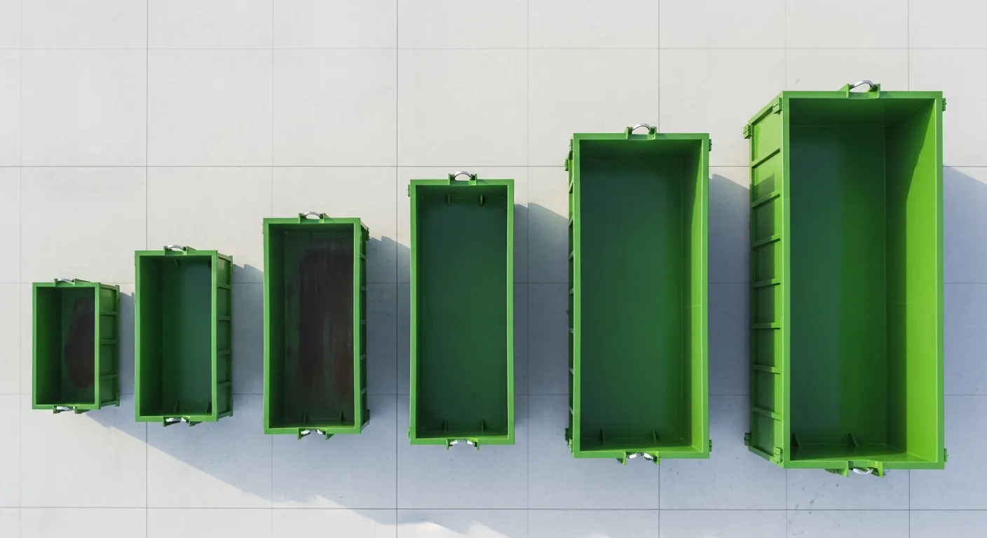 Our full range of dumpster sizes from 6 to 40 yards